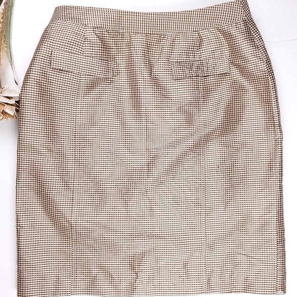 Lands' End Silk Plaid Check Silk Pencil Skirt Sz 6 - Picture 8 of 10
